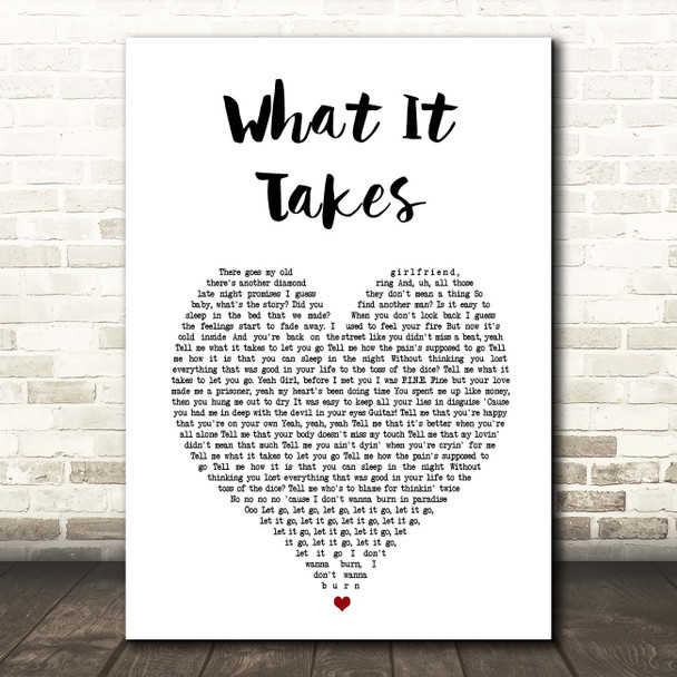 Aerosmith What It Takes White Heart Song Lyric Print
