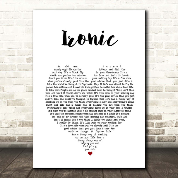 Alanis Morissette Ironic White Heart Song Lyric Print