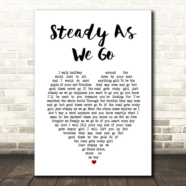 Dave Matthews Band Steady As We Go White Heart Song Lyric Print