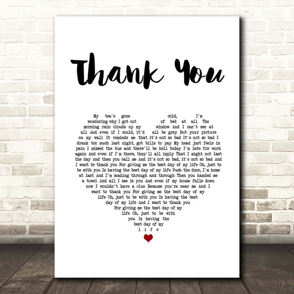 Dido Thank You White Heart Song Lyric Print