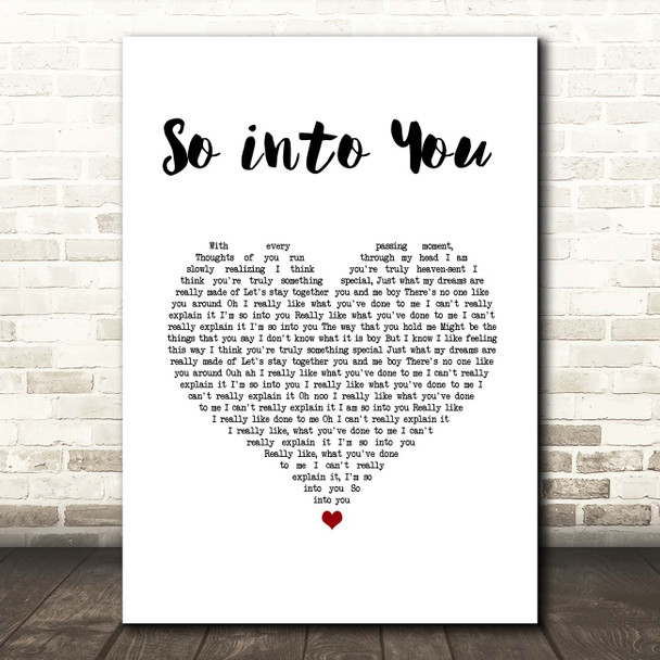 Donald Glover So into You White Heart Song Lyric Print