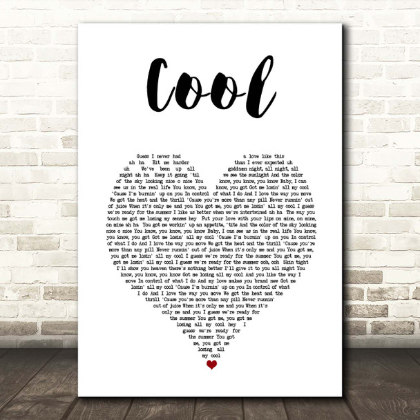 Dua Lipa Cool White Heart Song Lyric Print