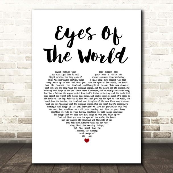 Grateful Dead Eyes Of The World White Heart Song Lyric Print