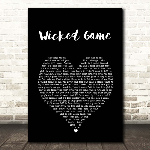 Chris Isaak Wicked Game Black Heart Song Lyric Print