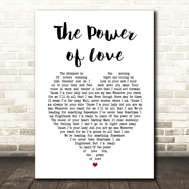 Jennifer Rush The Power of Love White Heart Song Lyric Print