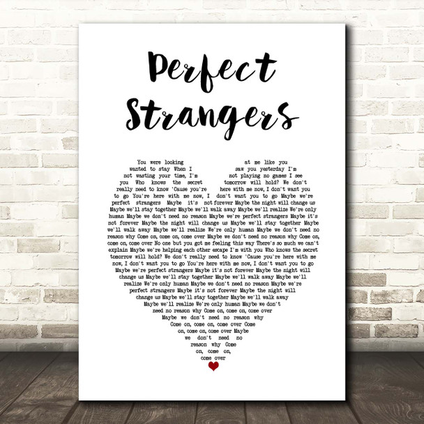 Jonas Blue Perfect Strangers White Heart Song Lyric Print