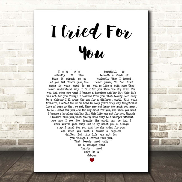 Katie Melua I Cried For You White Heart Song Lyric Print