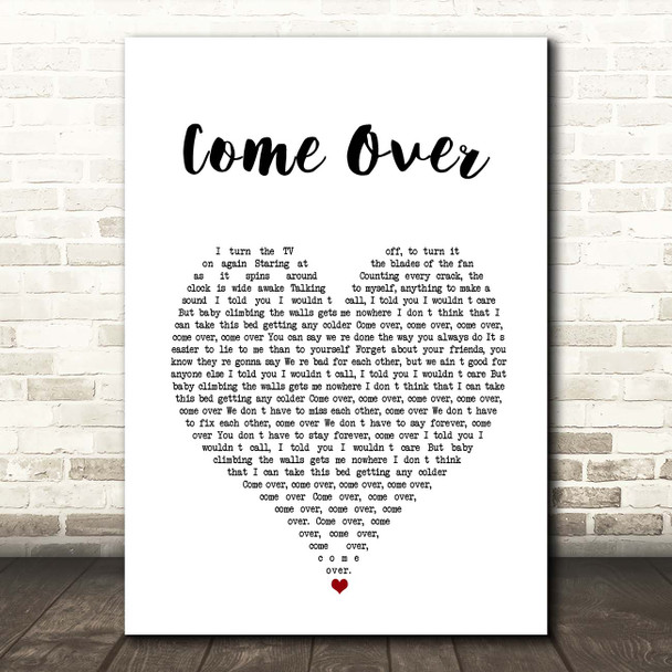 Kenny Chesney Come Over White Heart Song Lyric Print