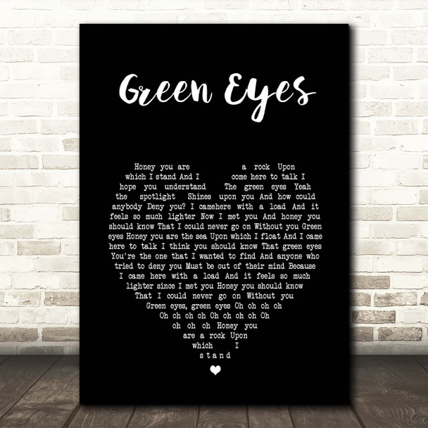 Coldplay Green Eyes Black Heart Song Lyric Print