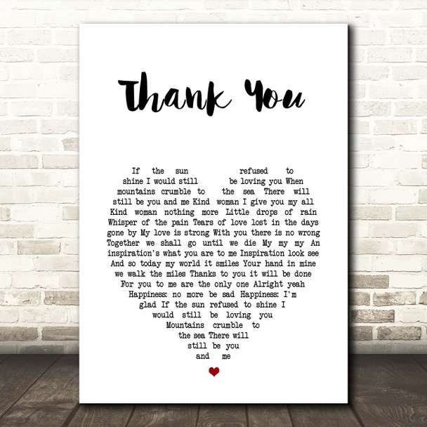 Led Zeppelin Thank You White Heart Song Lyric Print