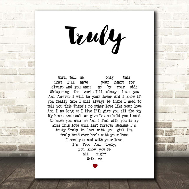Lionel Ritchie Truly White Heart Song Lyric Print