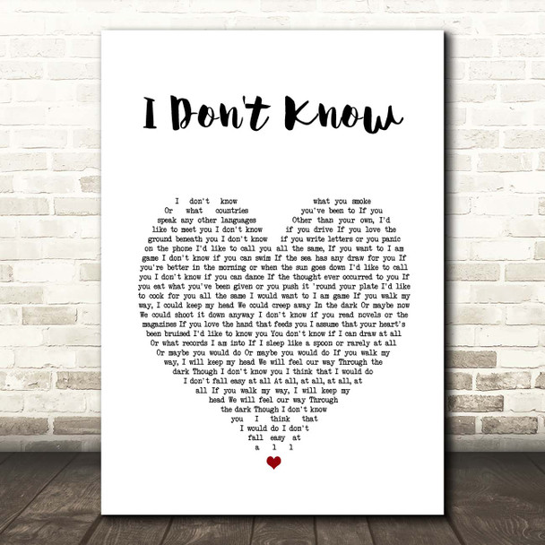 Lisa Hannigan I Don't Know White Heart Song Lyric Print