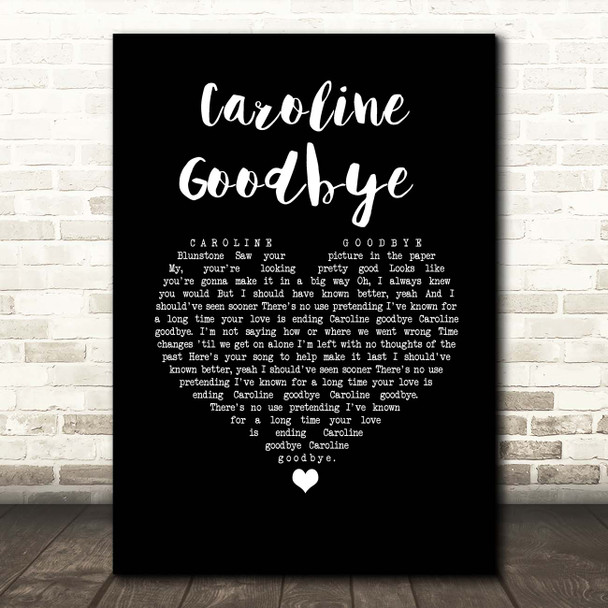 Colin Blunstone Caroline Goodbye Black Heart Song Lyric Print