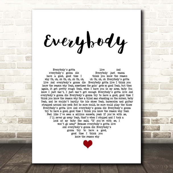 Mac Miller Everybody White Heart Song Lyric Print