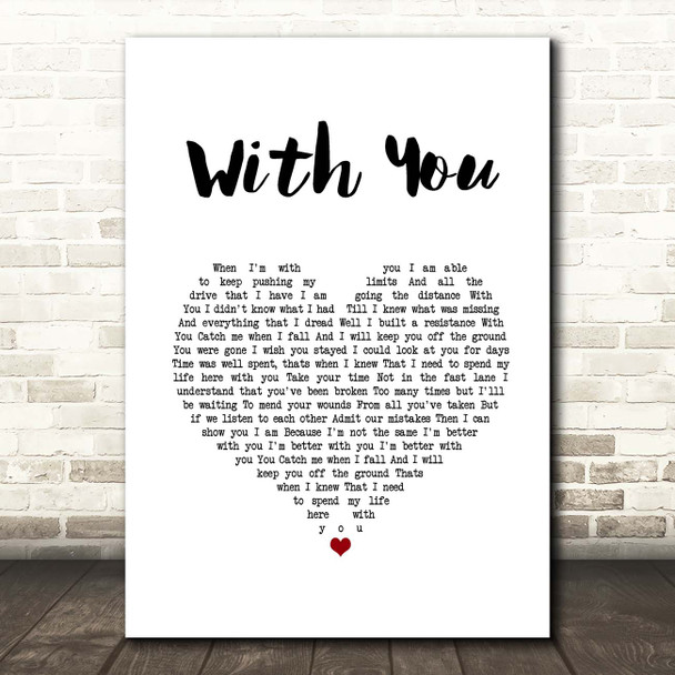 Marin Hoxha With You White Heart Song Lyric Print