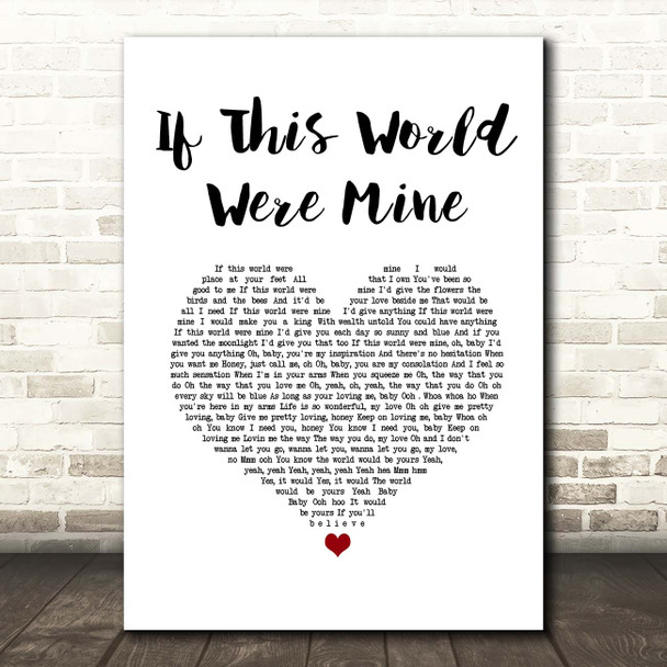 Marvin Gaye & Tammi Terrell If This World Were Mine White Heart Song Lyric Print