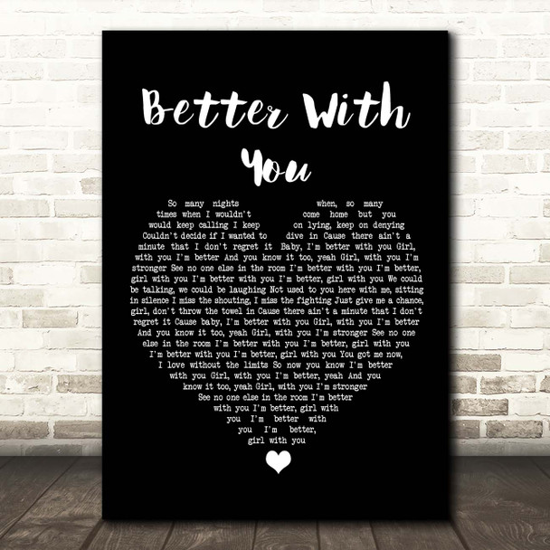 Craig David Better With You Black Heart Song Lyric Print