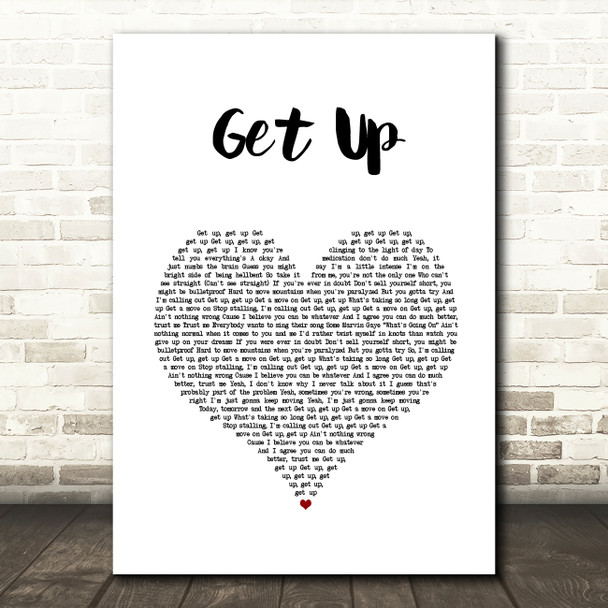 Shinedown Get Up White Heart Song Lyric Wall Art Print
