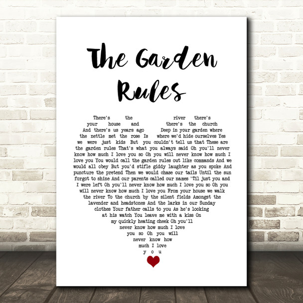 Snow Patrol The Garden Rules White Heart Song Lyric Wall Art Print