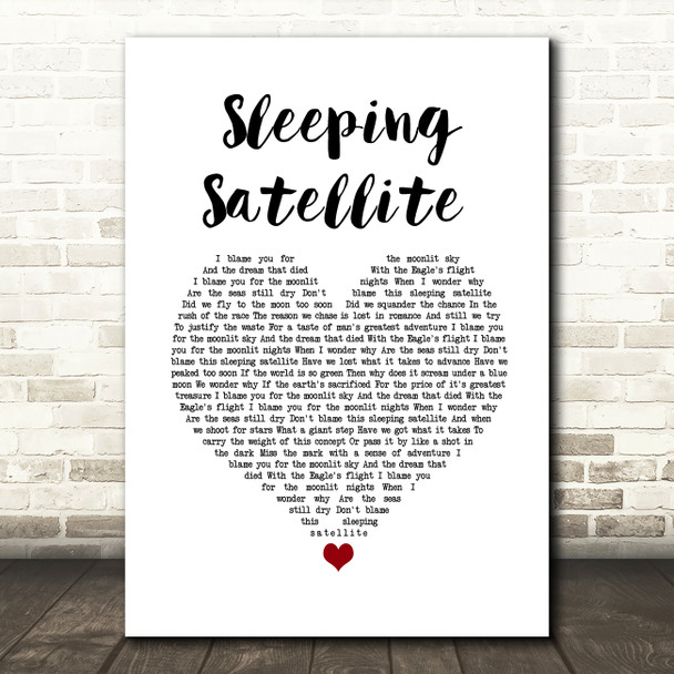 Tasmin Archer Sleeping Satellite White Heart Song Lyric Wall Art Print