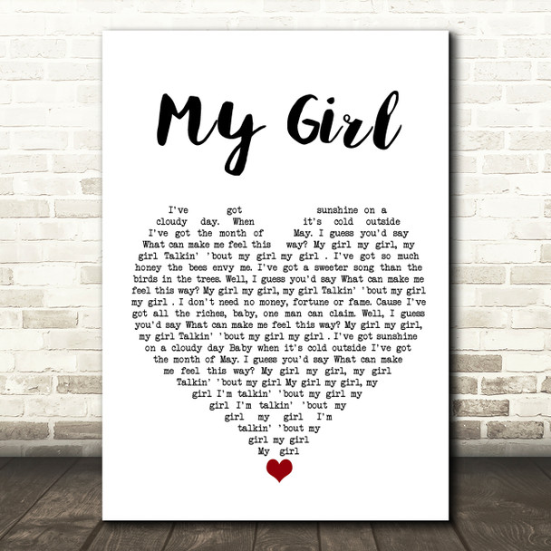 The Overtones My Girl White Heart Song Lyric Wall Art Print