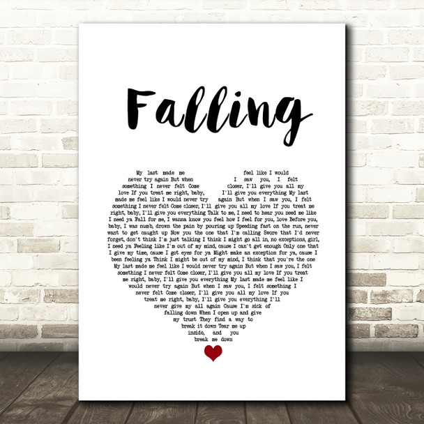 Trevor Daniel Falling White Heart Song Lyric Wall Art Print