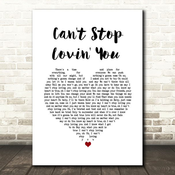 Van Halen Can't Stop Lovin' You White Heart Song Lyric Wall Art Print