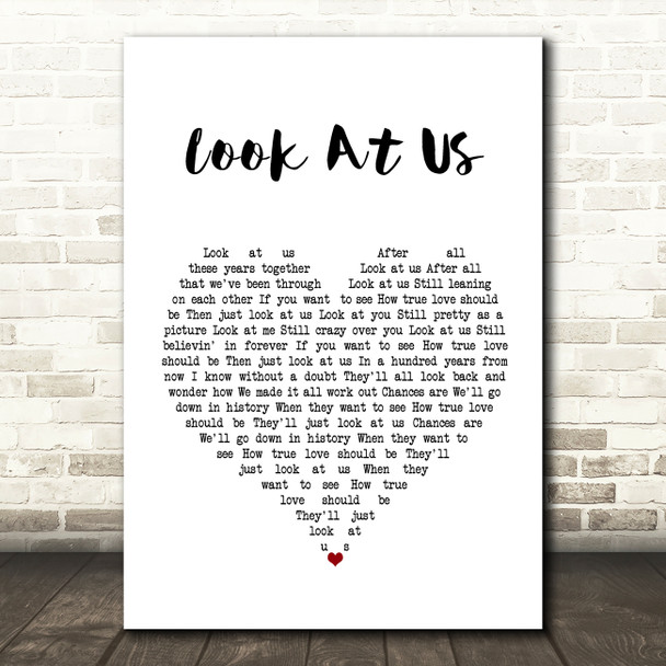 Vince Gill Look At Us White Heart Song Lyric Wall Art Print