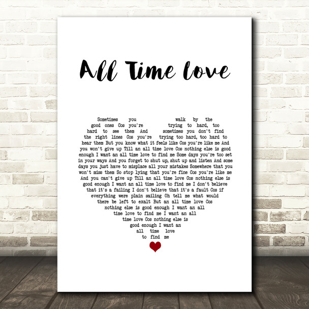 Will Young All Time Love White Heart Song Lyric Wall Art Print