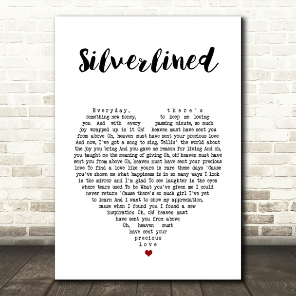 Xyconstant Silverlined White Heart Song Lyric Wall Art Print