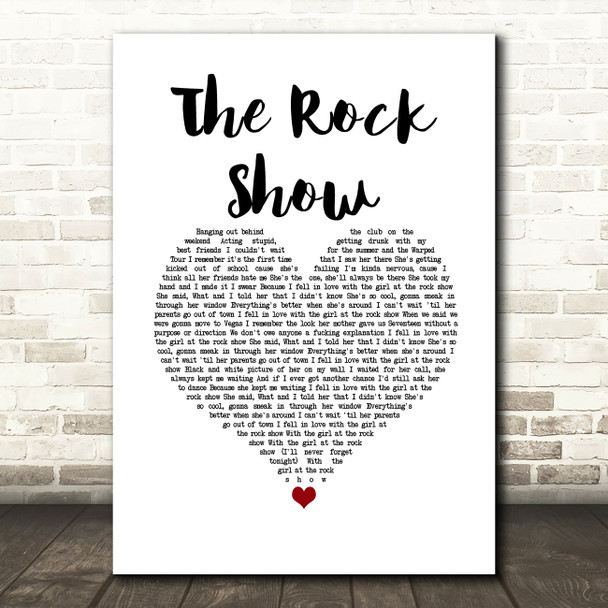 Blink-182 The Rock Show White Heart Song Lyric Wall Art Print
