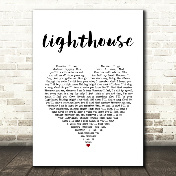 Collabro Lighthouse White Heart Song Lyric Wall Art Print