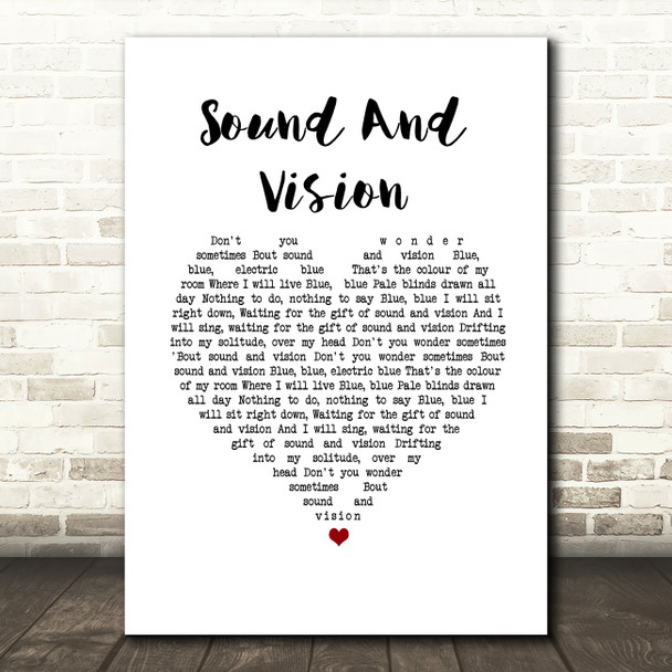 David Bowie Sound And Vision White Heart Song Lyric Wall Art Print