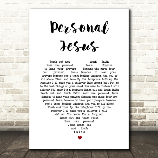Depeche Mode Personal Jesus White Heart Song Lyric Wall Art Print