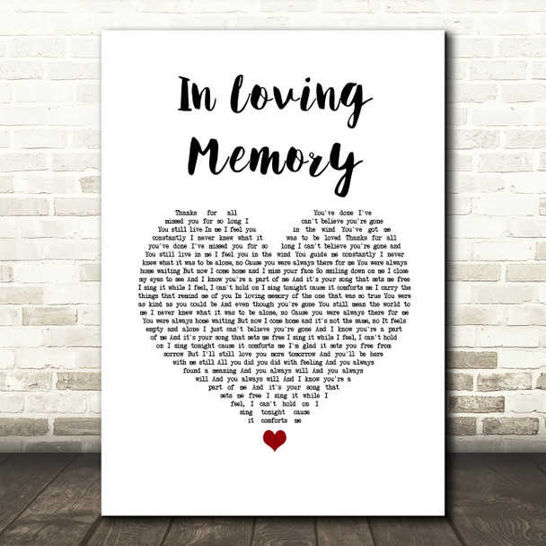 Alter Bridge In Loving Memory White Heart Song Lyric Wall Art Print