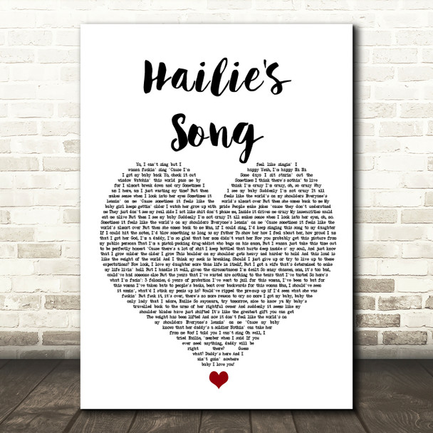 Eminem Hailie's Song White Heart Song Lyric Wall Art Print