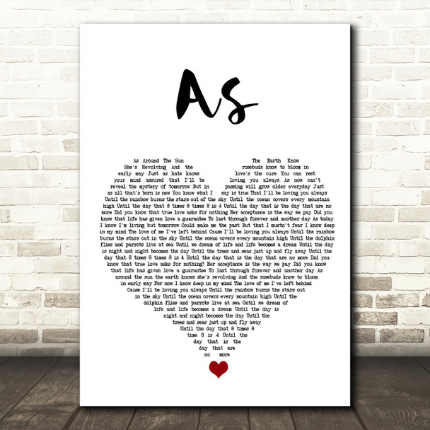 George Michael As White Heart Song Lyric Wall Art Print
