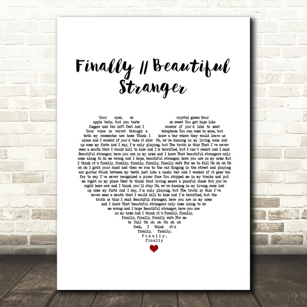 Halsey Finally Beautiful Stranger White Heart Song Lyric Wall Art Print