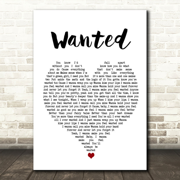 Hunter Hayes Wanted White Heart Song Lyric Wall Art Print