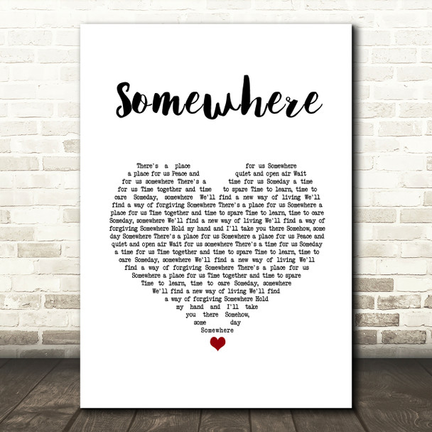 Il Divo Somewhere White Heart Song Lyric Wall Art Print