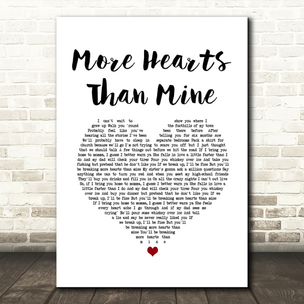 Ingrid Andress More Hearts Than Mine White Heart Song Lyric Wall Art Print