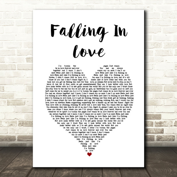 Jessica Lowndes Falling In Love White Heart Song Lyric Wall Art Print
