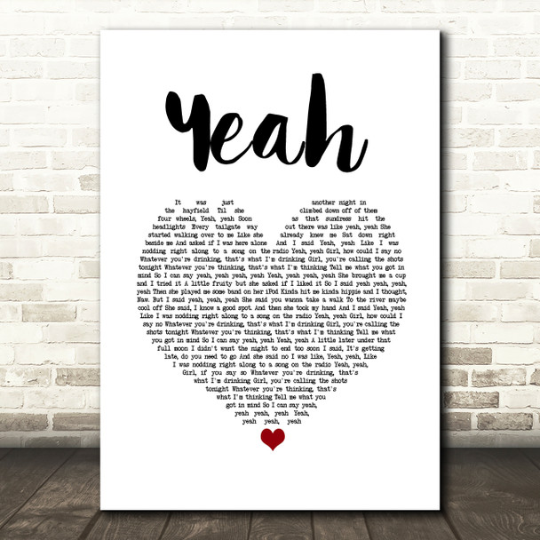 Joe Nichols Yeah White Heart Song Lyric Wall Art Print