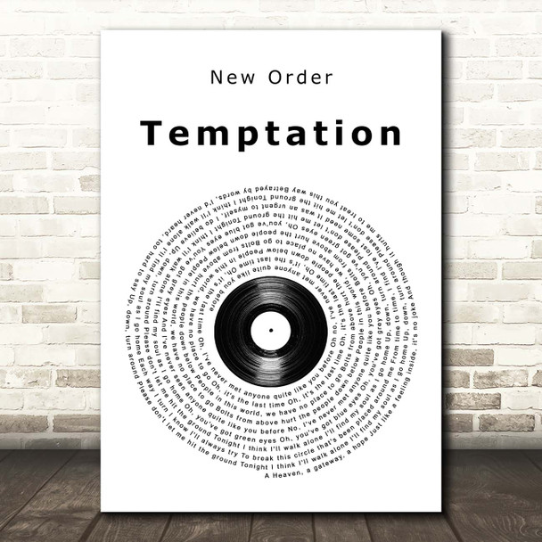 New Order Temptation Vinyl Record Song Lyric Print  - SLPT9VNYL314