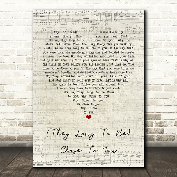 The Carpenters (They Long To Be) Close To You Script Heart Song Lyric Print  - SLPTSRTHT5262