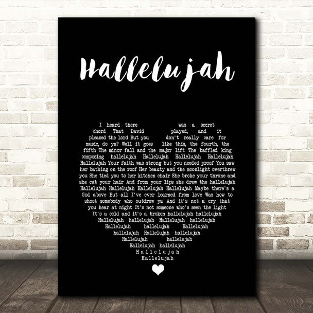 Alexander Burke Hallelujah Black Heart Song Lyric Print