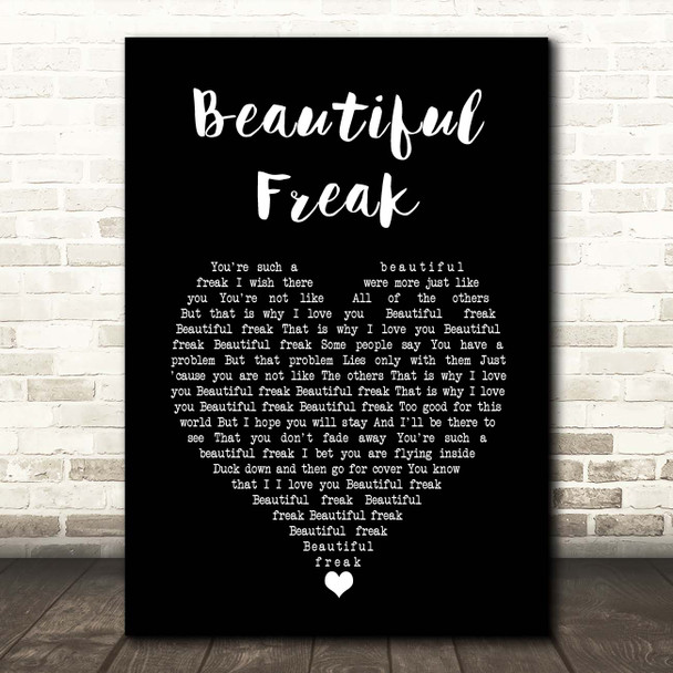 Eels Beautiful Freak Black Heart Song Lyric Print