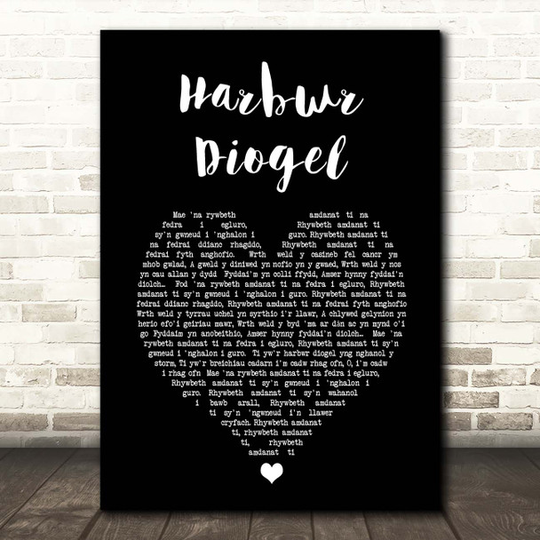 Elin Fflur HARBWR DIOGEL Black Heart Song Lyric Print