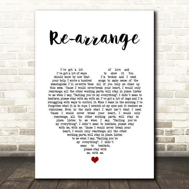 Montauk Island Reality Check White Heart Song Lyric Wall Art Print