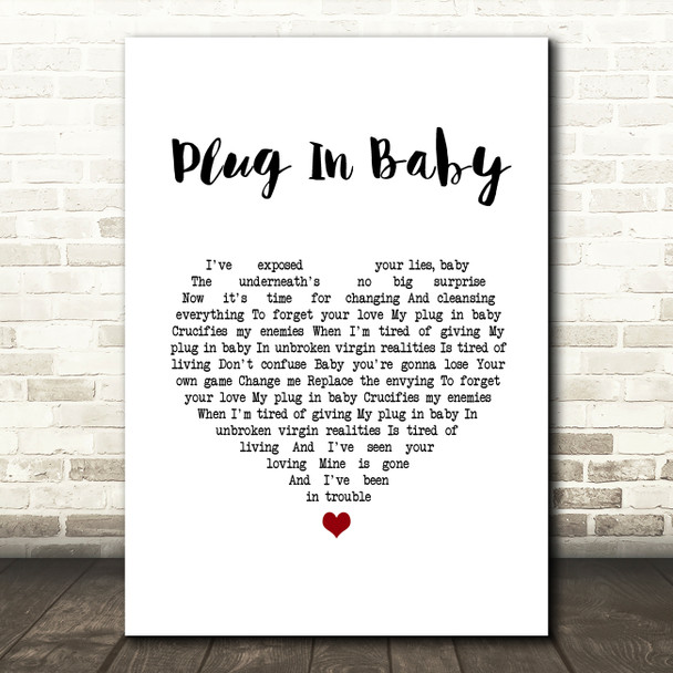Muse Plug In Baby White Heart Song Lyric Wall Art Print